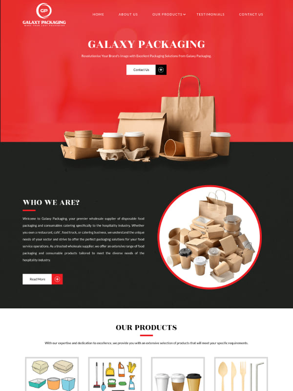 Website Design - Galaxy Packaging