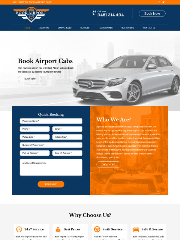 Website Design - Book Airport Cabs