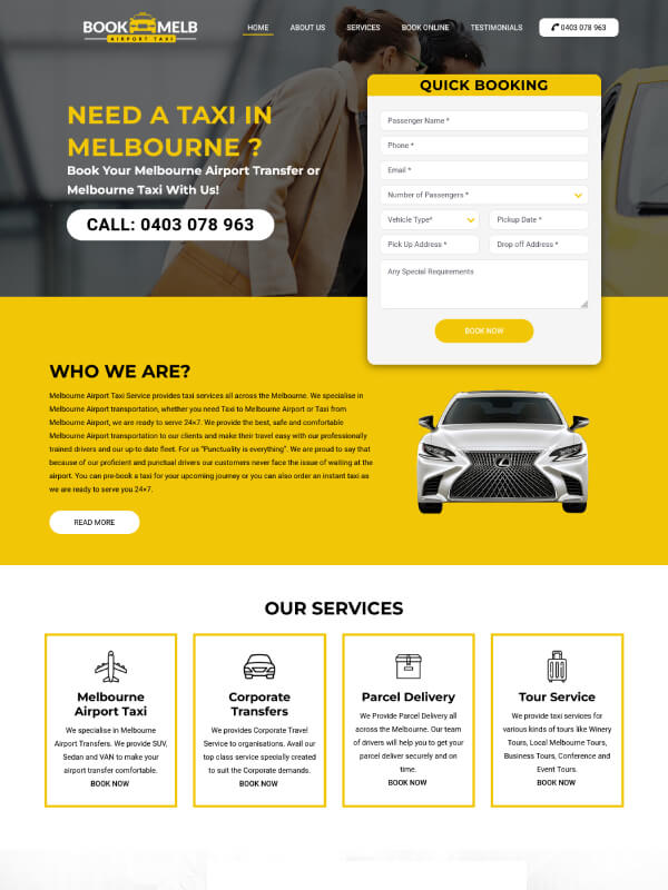 Website Design - Book Melb Airport Taxi