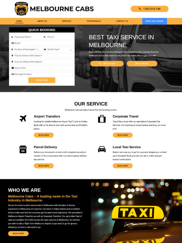 Website Design - Melb Cabs
